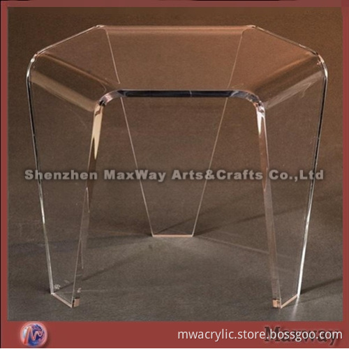 Hexagonal 3-legged clear acrylic furniture table and chair